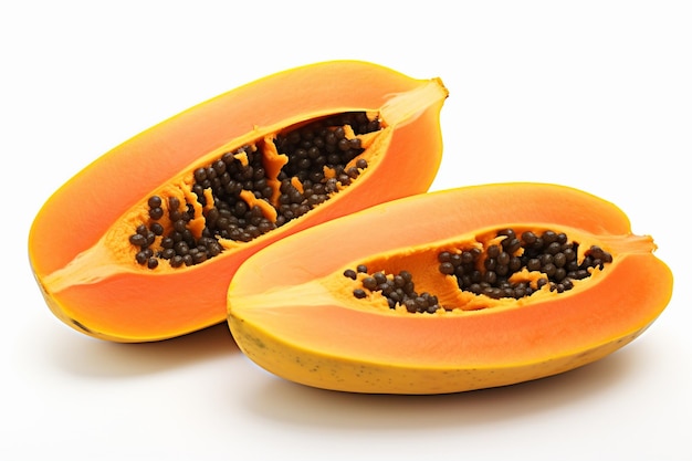 Papaya tranchée à l'arrière-plan blanc isolé