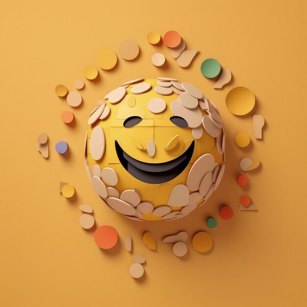 Paper Emoji Carnival 3D Paper Cut Craft Illustration pour la Journée mondiale des Emoji