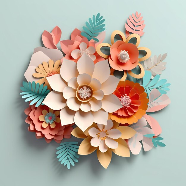 papercut printemps avec des fleurs