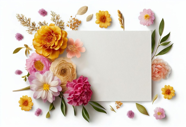 Un papier blanc avec des fleurs dessus