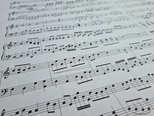 Un papier blanc avec des notes de musique en arrière-plan.