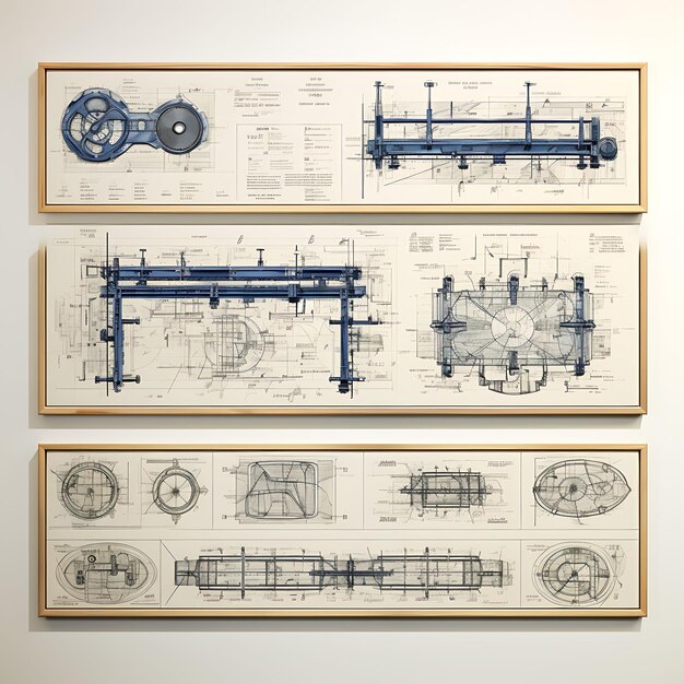 Photo papier à blueprint coloré avec une teinte bleuâtre dessins techniques et concept créatif conception d'idée