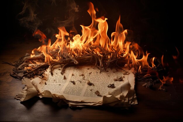 Papier Brûlé Avec Des Flammes | Photo Premium