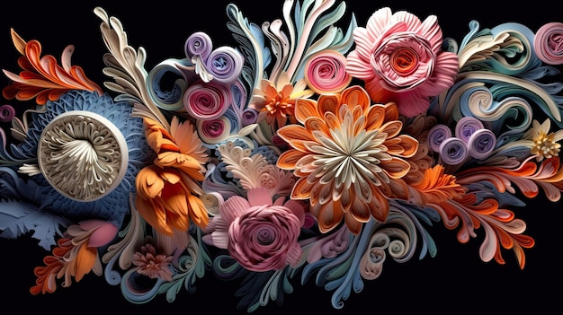 Photo papier coloré arrière-plan de fleurs motif floral