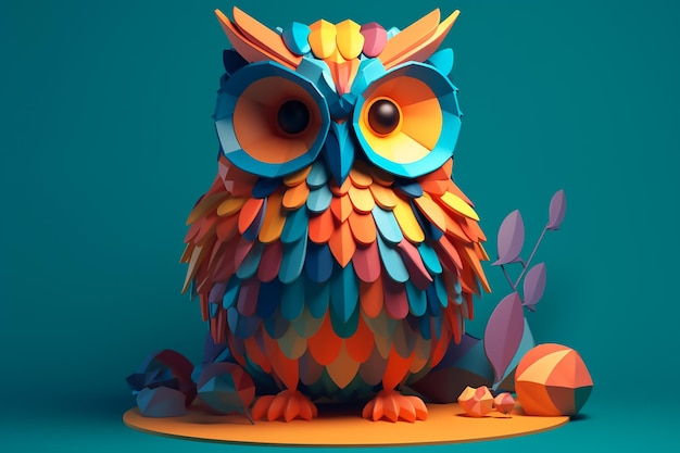 Un papier coloré découpé dans un hibou