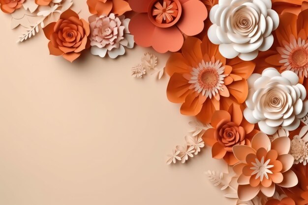 Papier créatif abstrait fleurs 3D arrière-plan Belle et élégante conception florale