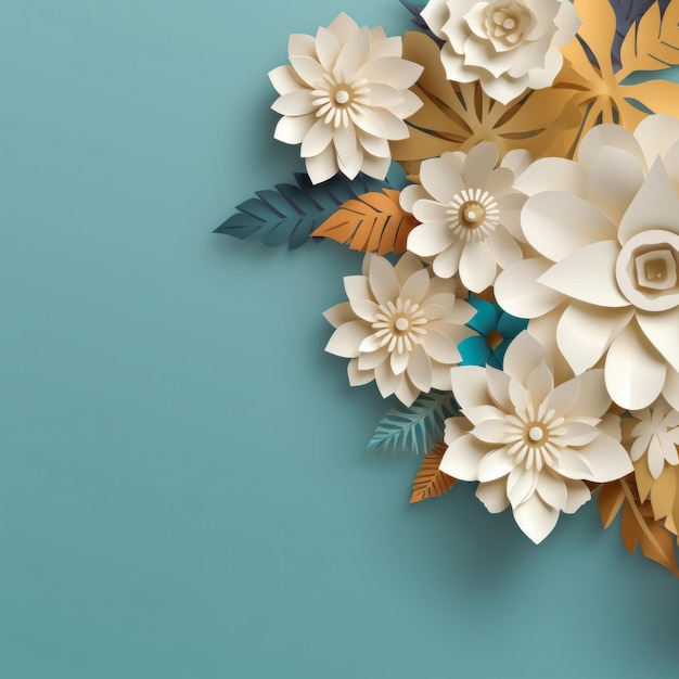 Papier créatif abstrait fleurs 3D fond Beau design floral élégant AI générative