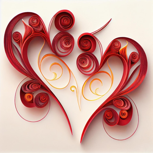 papier de curling coeur rouge comme carte de voeux pour l'expression du concept d'amour réalisé avec l'IA générative