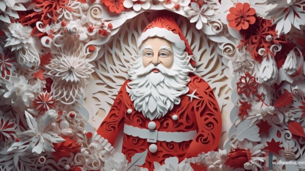 papier découpé art père noël