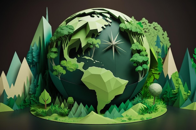 Un papier découpé dans un globe avec le mot monde dessus.