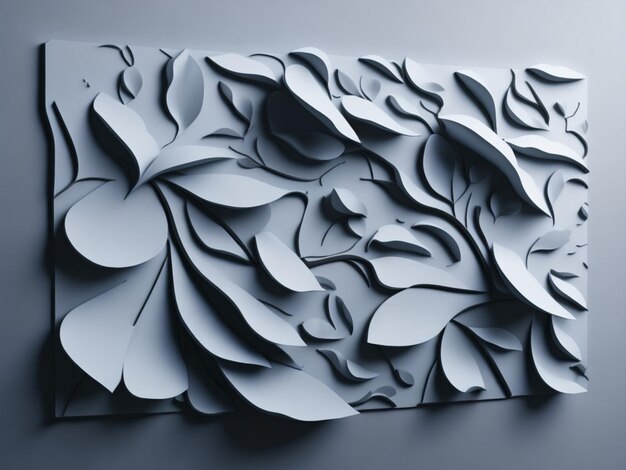 Papier découpé fond floral rendu 3d Dessin numérique informatique Art numérique pour la décoration murale