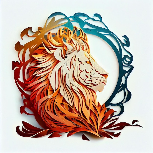 Papier découpé d'un lion