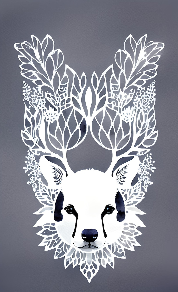 Photo un papier découpé sur le visage d'un chien avec un motif floral.