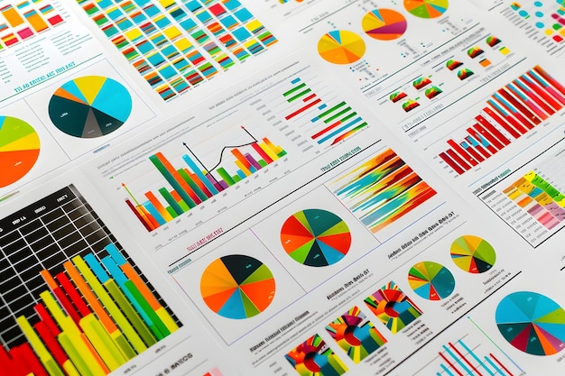 Photo un papier avec un diagramme coloré de graphiques multicolores