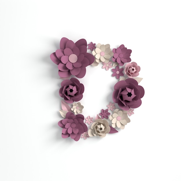 Papier Fleur Alphabet Lettre D 3d Render