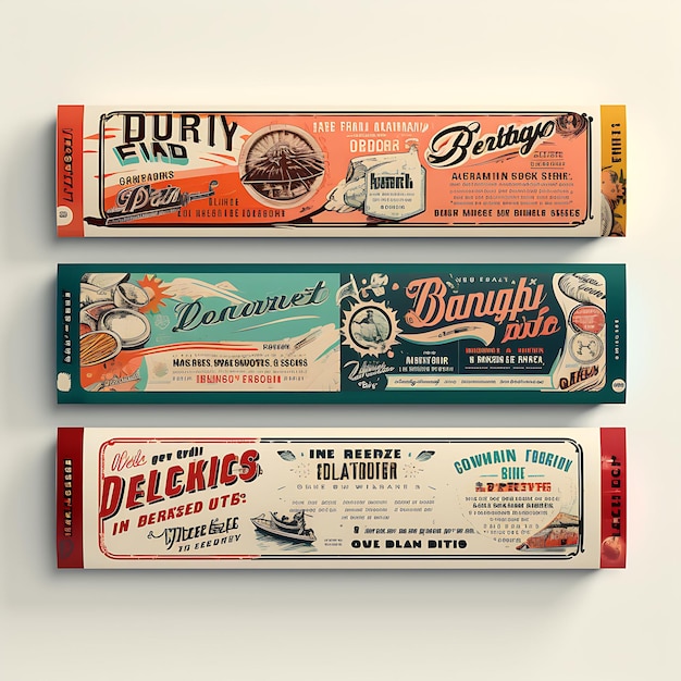 Papier de flyer publicitaire vintage coloré avec des schémas de couleurs rétro Bol conception créative conception