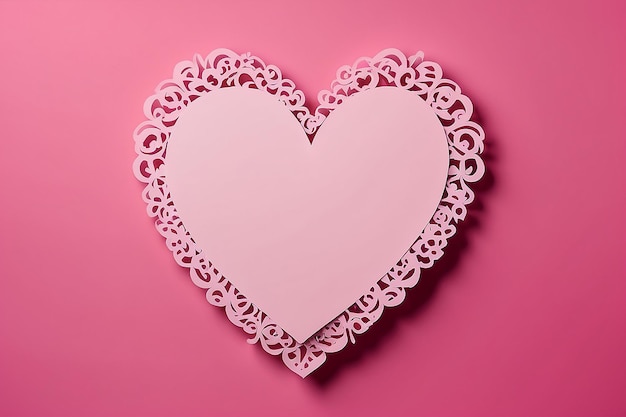 Papier en forme de cœur collé sur fond rose Emblème d'amour pour les femmes heureuses cartes d'anniversaire de mères aimées jr