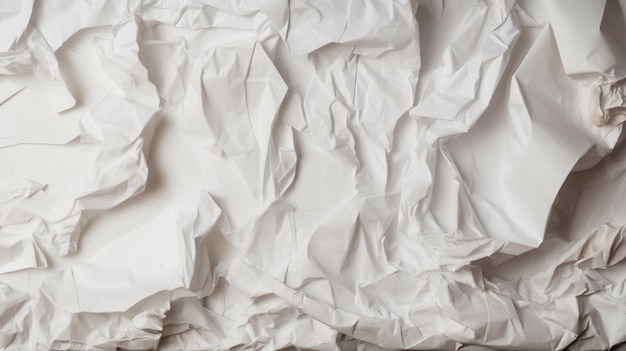 Un papier froissé blanc est affiché sur une table.