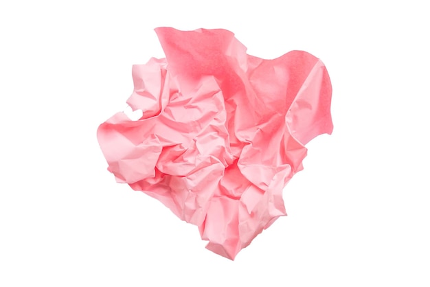 Papier froissé rose, fond blanc