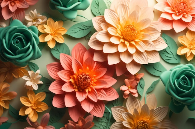 Papier kraft floral Generate Ai