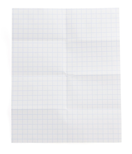 Papier à lettres plié sur blanc