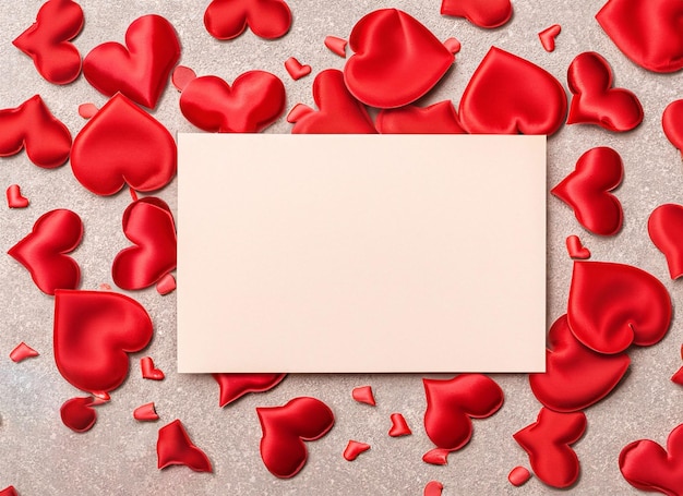 Papier De Note De Saint Valentin Sur Fond Rouge Avec Des Coeurs Rouges Espace De Copie De La Saint-Valentin39s