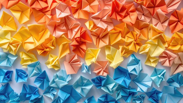 Le papier origami vibrant crée un papier peint abstrait et captivant