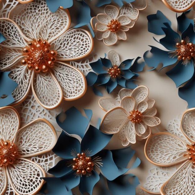 Photo papier peint 3d avec des motifs de fleurs origami et des détails délicats