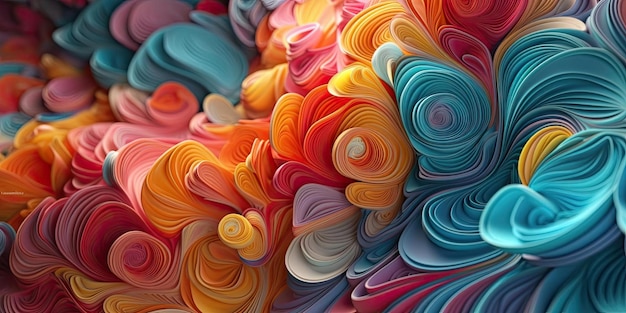 un papier peint abstrait fait de tissus de différentes couleurs dans le style de vortex tourbillonnants