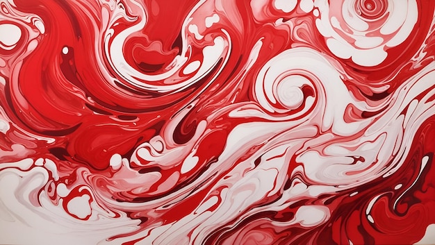 Papier peint abstrait de fond en tourbillons de couleurs rouges et blanches généré par l'intelligence artificielle