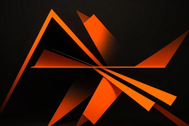 Papier peint abstrait géométrique néon orange