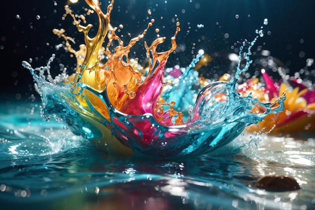 Le papier peint Aqua Splendor coloré avec des éclaboussures d'eau