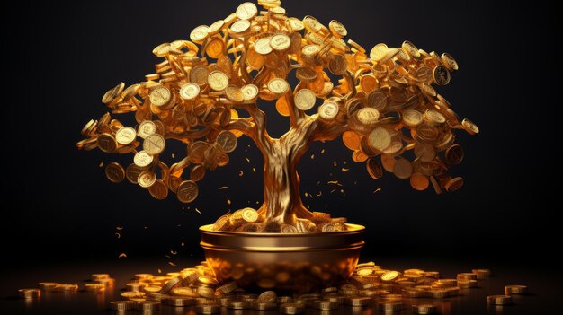 Le papier peint de l'arbre de l'argent d'or