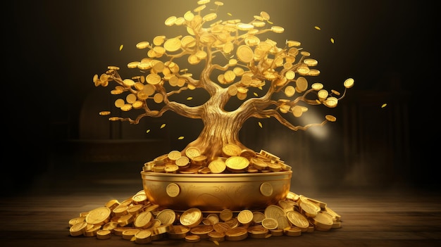 Le papier peint de l'arbre de l'argent d'or