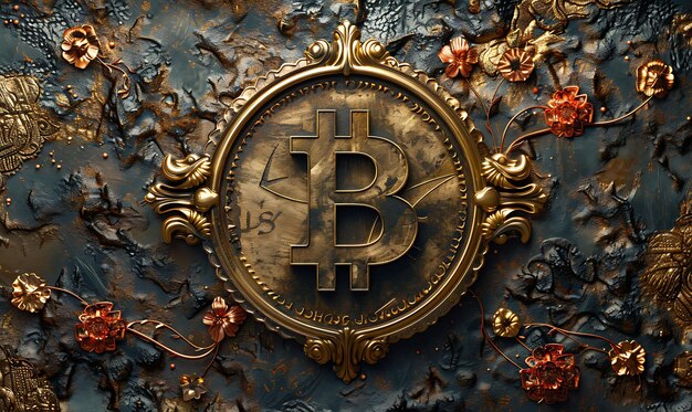 Papier peint Art Nouveau avec Bitcoin incorporé dans une illustration de caprice