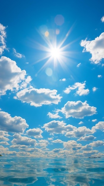 Papier peint au soleil vibrant Fond de ciel bleu pour une journée ensoleillée Papier peint mobile vertical