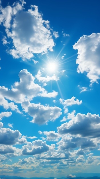 Papier peint au soleil vibrant Fond de ciel bleu pour une journée ensoleillée Papier peint mobile vertical