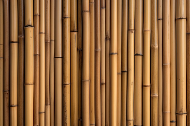 Un papier peint en bambou marron avec un fond doré.