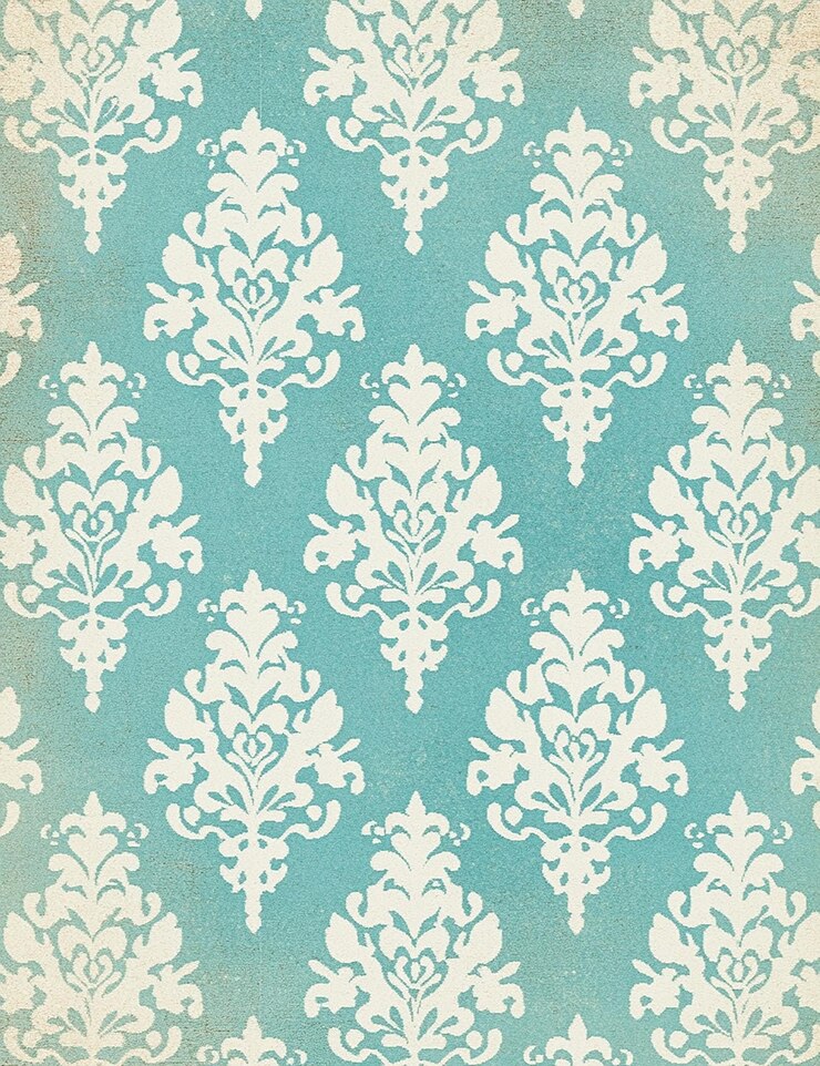 Photo un papier peint bleu et blanc avec un motif floral