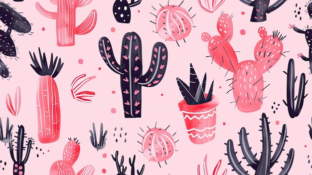 papier peint de cactus avec cactus et cactus dans un pot