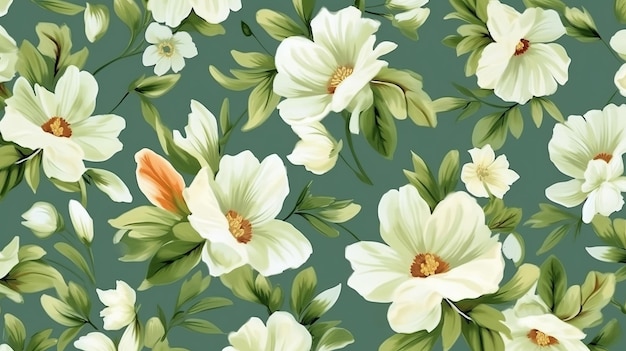 papier peint classique motif de fleurs vintage sans couture sur fond pastel vert