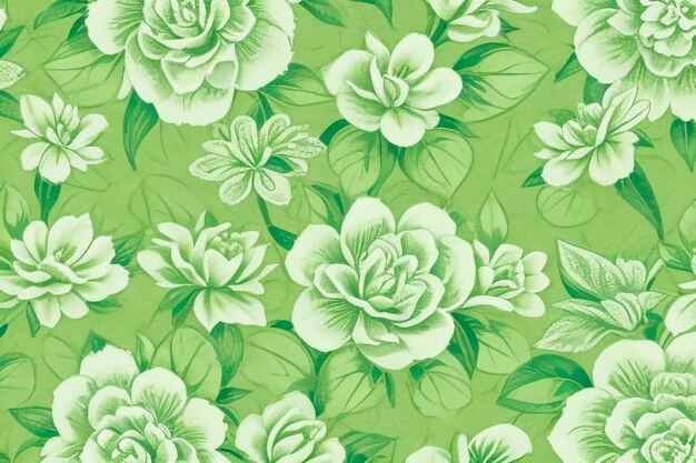 papier peint classique sans couture motif de fleur vintage sur fond vert