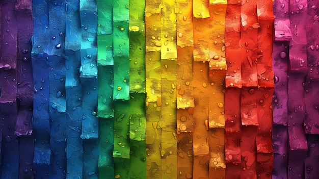 Papier peint de couleur arc-en-ciel avec des gouttelettes d'eau générative ai