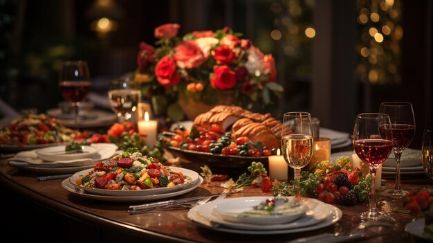 Un papier peint décorant une table de dîner festive