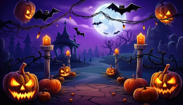 Papier peint design amusant joyeux Halloween violet