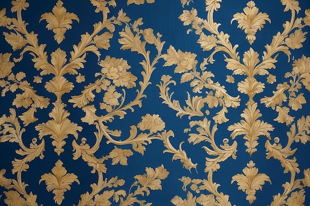 Papier peint doré avec un motif de tissu bleu