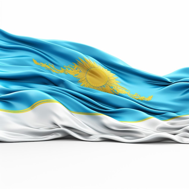 Papier peint du drapeau du Kazakhstan sur fond blanc