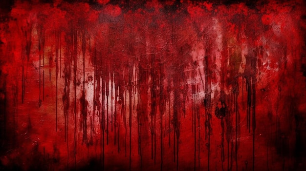 Un papier peint avec du sang dégoulinant au milieu et le mot sang en bas.