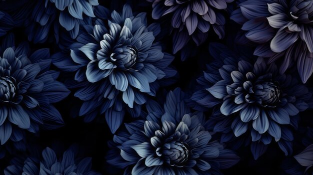 Papier peint fascinant en fleurs bleu foncé avec des détails hyperréalistes
