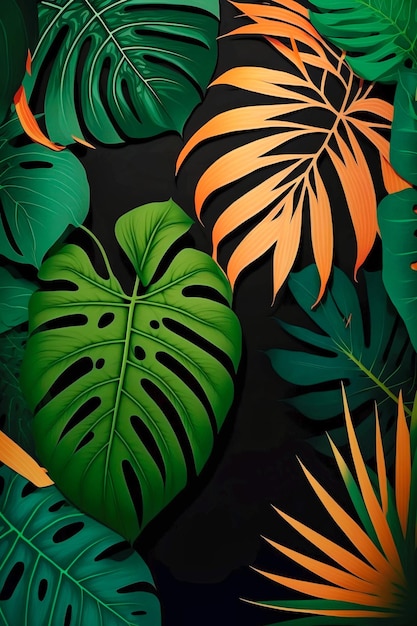 Un papier peint avec une feuille qui dit tropical dessus.